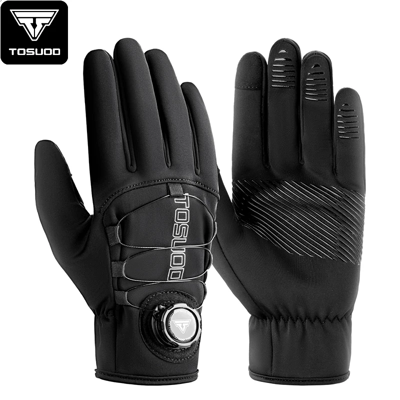 

TOSUOD cycling gloves are warm and windproof for mountain road bikes, electric bikes, long finger knobs for men in winter