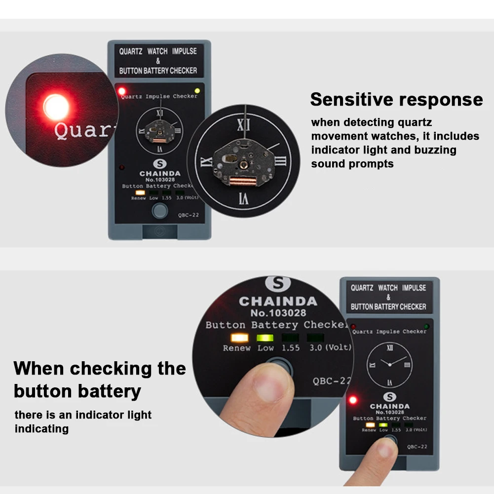 Battery Level Checker Tools for Watchmakers Watch Repairing Tool QBC-22 Quartz Pulsed Watch Movement Tester Watch Button
