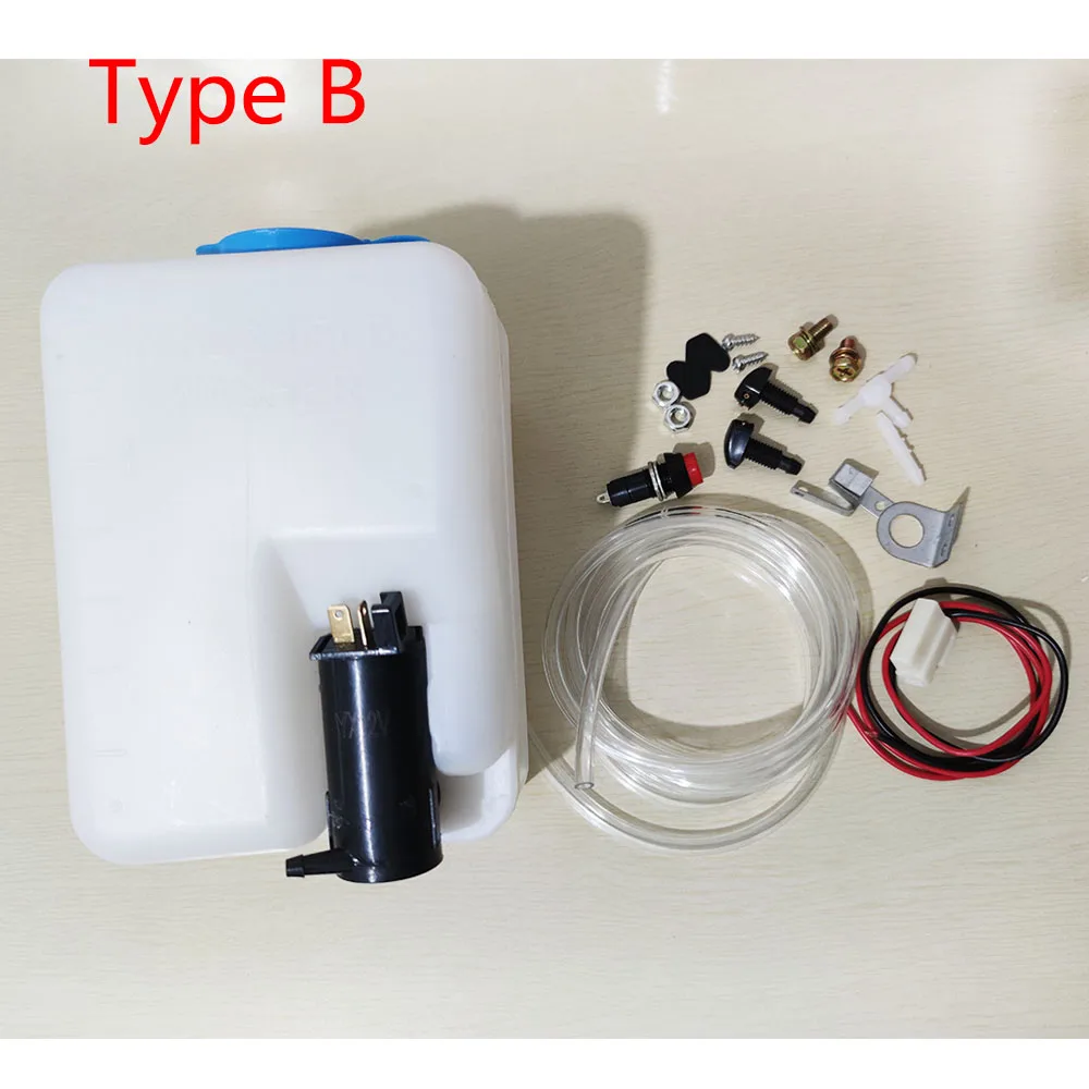 12V Car Windshield Washer Bottle Kit Water Tank 1.5L Washer Reservoir Pump Bottle Kit Universal Windscreen Wiper Clean Tool