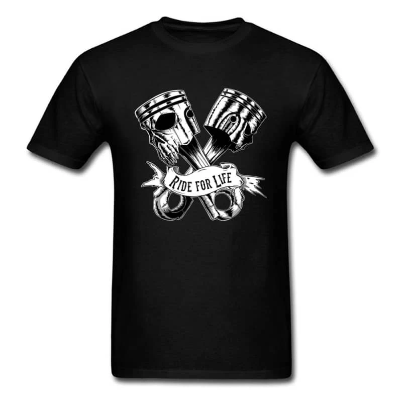 T-Shirt Moto Piston Biker Ride for Life Pour Homme High-end Luxury Unisex Style Both of Men and Women