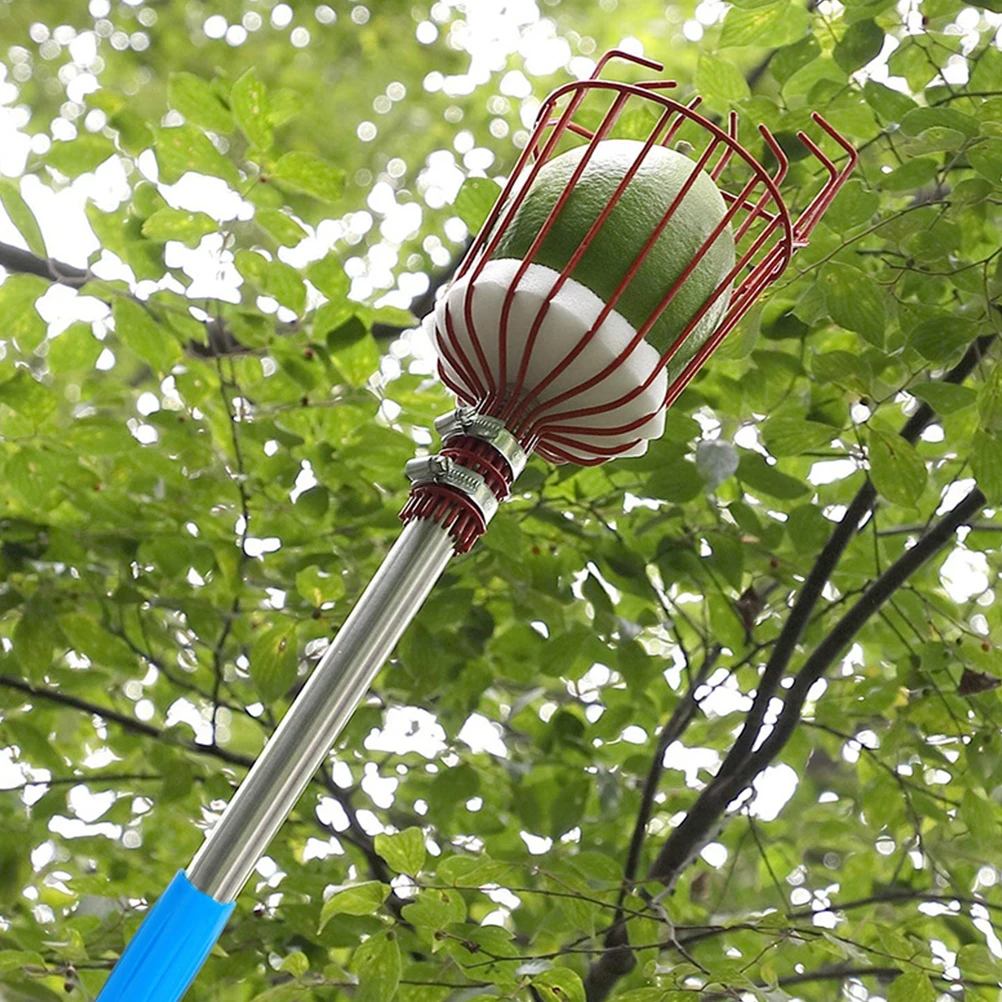 

1 Set Detachable Fruit Picker Portable Garden Tool Stainless Steel Pole Fruit Catcher Fruit Device Gardening Tool for Orchard Pa