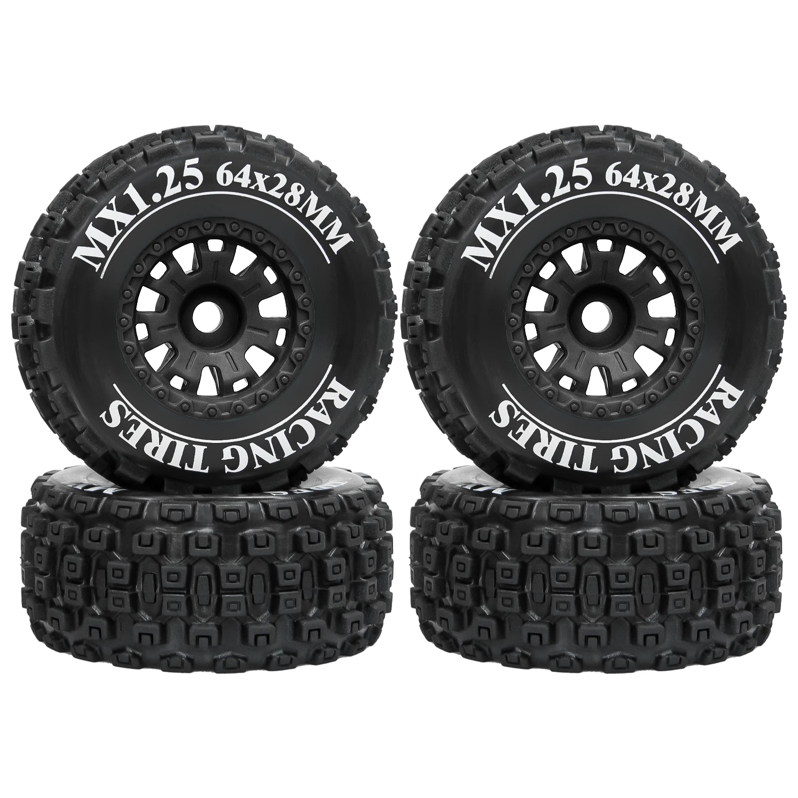 

OKHL 1.25" Red Blue Colored Rubber Tires PA66 Nylon Wheel 12mm Hex Wheels for 1/18 1/16 1/14 Scale RC On/Off-Road Racing Car