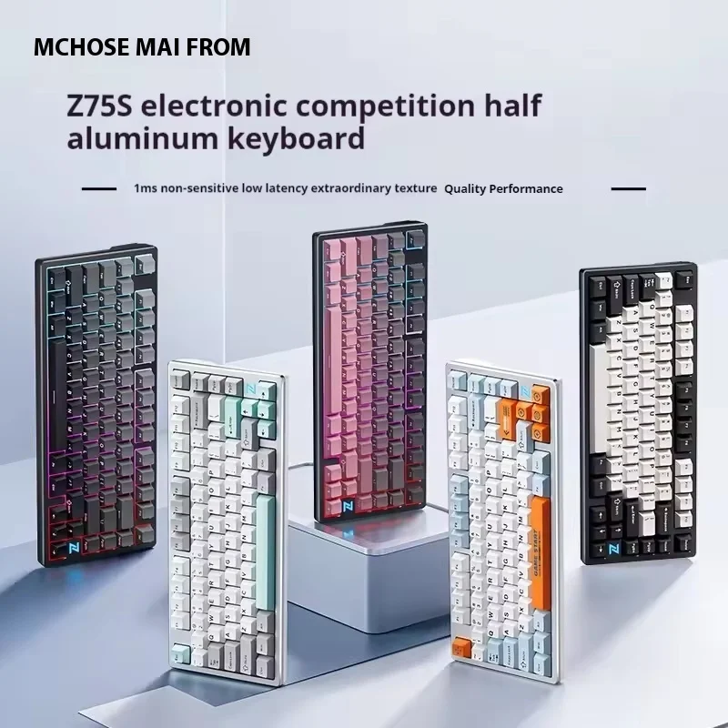 

Mchos Z75s Customized Mechanical Keyboard Aluminum Lump Lump Lump Semi Aluminum Gasket Structure Full Key Hot Swappable