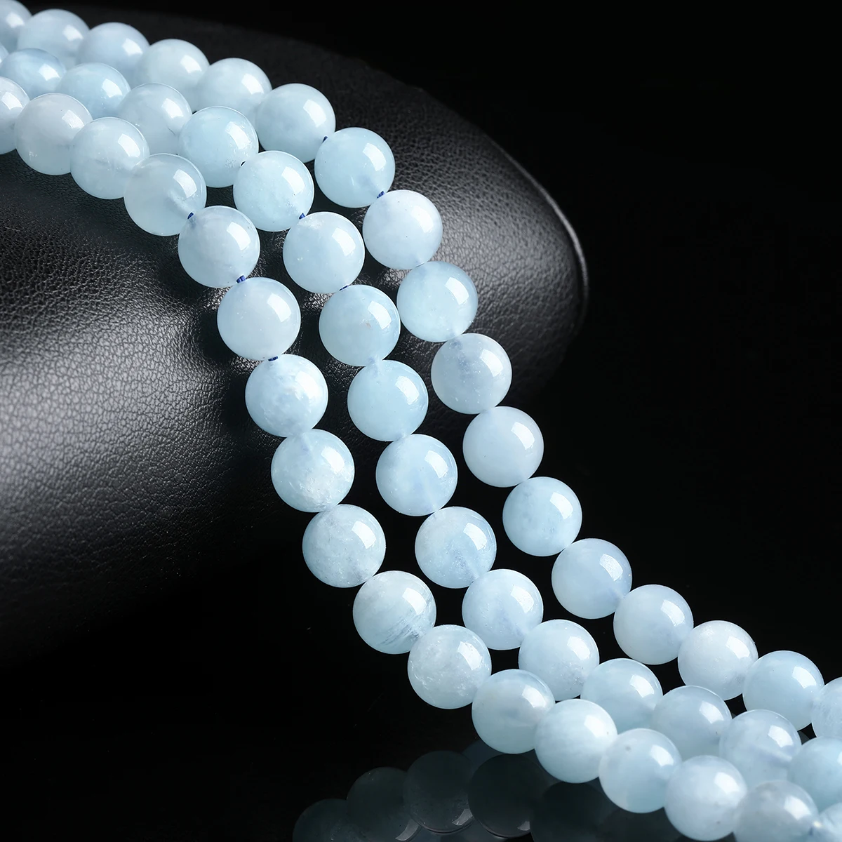 7A Naturstein-Aquamarin-Perlen, runde lose Distanzperlen, blaue Beryll-Edelsteine für die Schmuckherstellung, DIY-Armband- und Halskettenzubehör – Detail 4