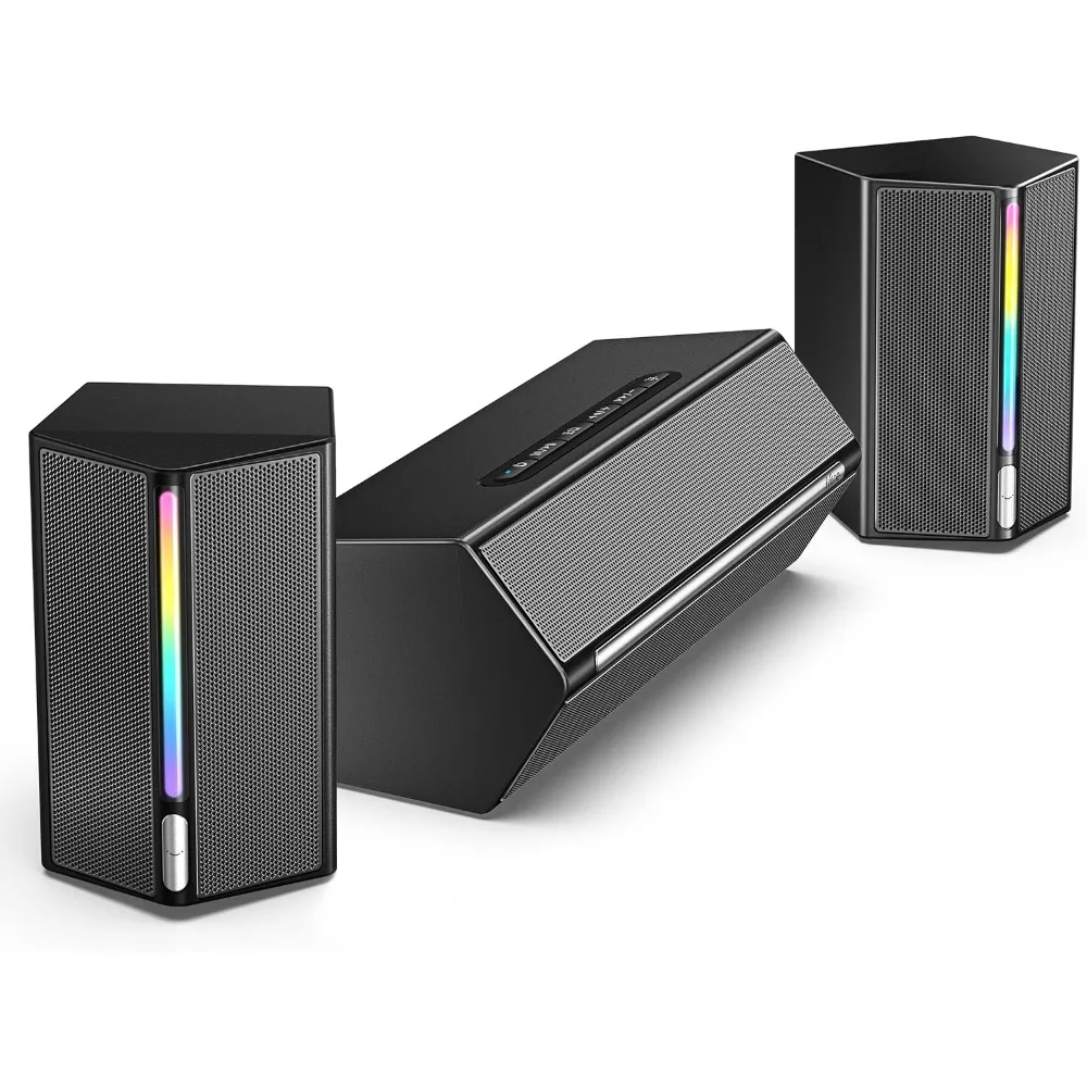 

Computer Speakers System with Subwoofer, Gaming Speaker for PC with RGB, Volume Control, Monitoring, 3.5mm Aux Input, AC Powere