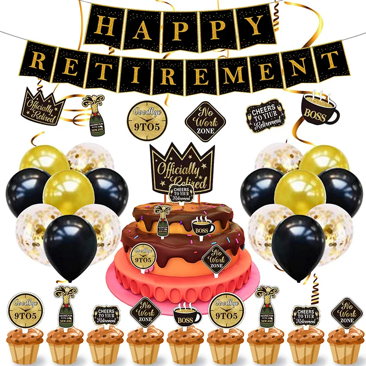 

Happy Retirement Themed Party Decorations Happy Retirement Banner Officially Retired Cake Topper Retirement Party Supplies