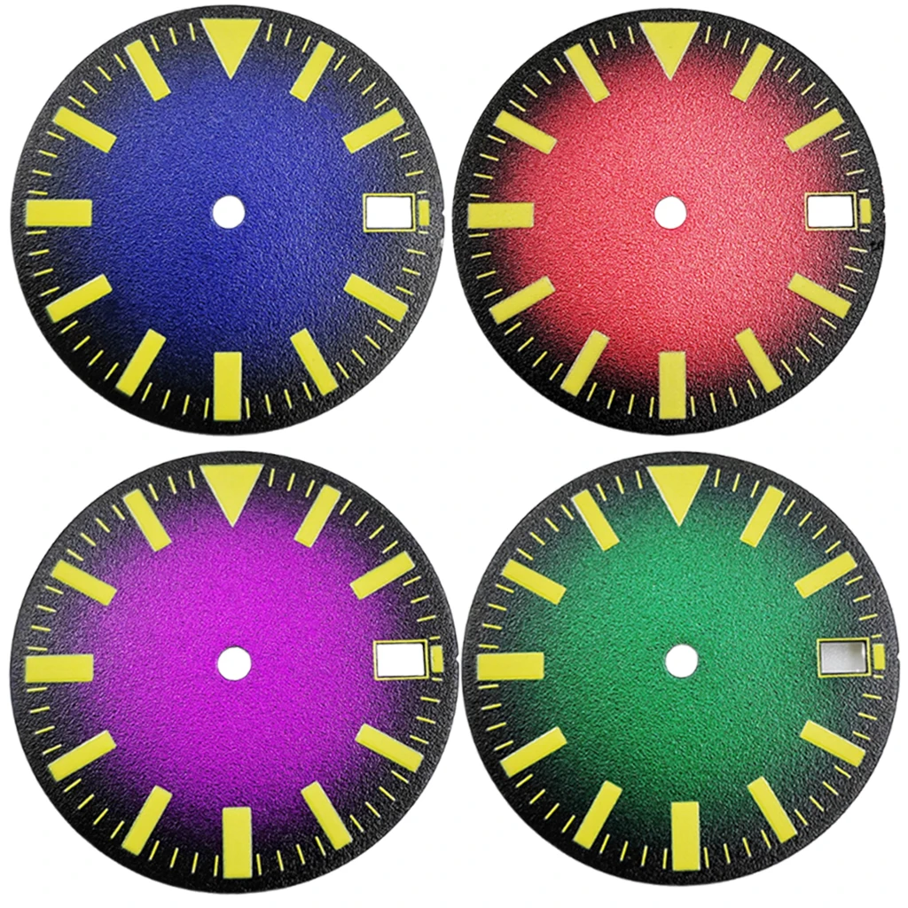 قرص ساعة 28.5 ملم لـ NH35 NH35A مع نافذة التاريخ وجوه ساعة مضيئة تناسب الساعة 3.0 3.8 حركة أوتوماتيكية