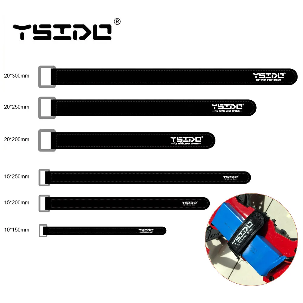 1/5PCS 10X150mm 20x300mm 15x200mm 20x250mm Nylon Lipo Battery Magic Fastener Strap Reusable Cable Band Wrap for FPV RC Battery