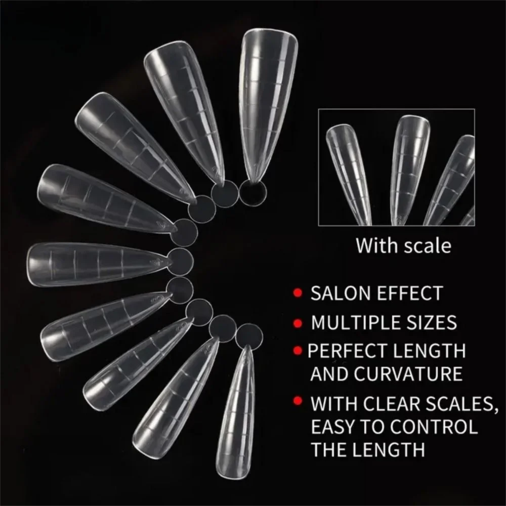 100pcs New Acrylic Fake Nail Flakes Transparent Quick Building Nail Art Molds Nail Form Full Cover Nail Extension Manicure Tool