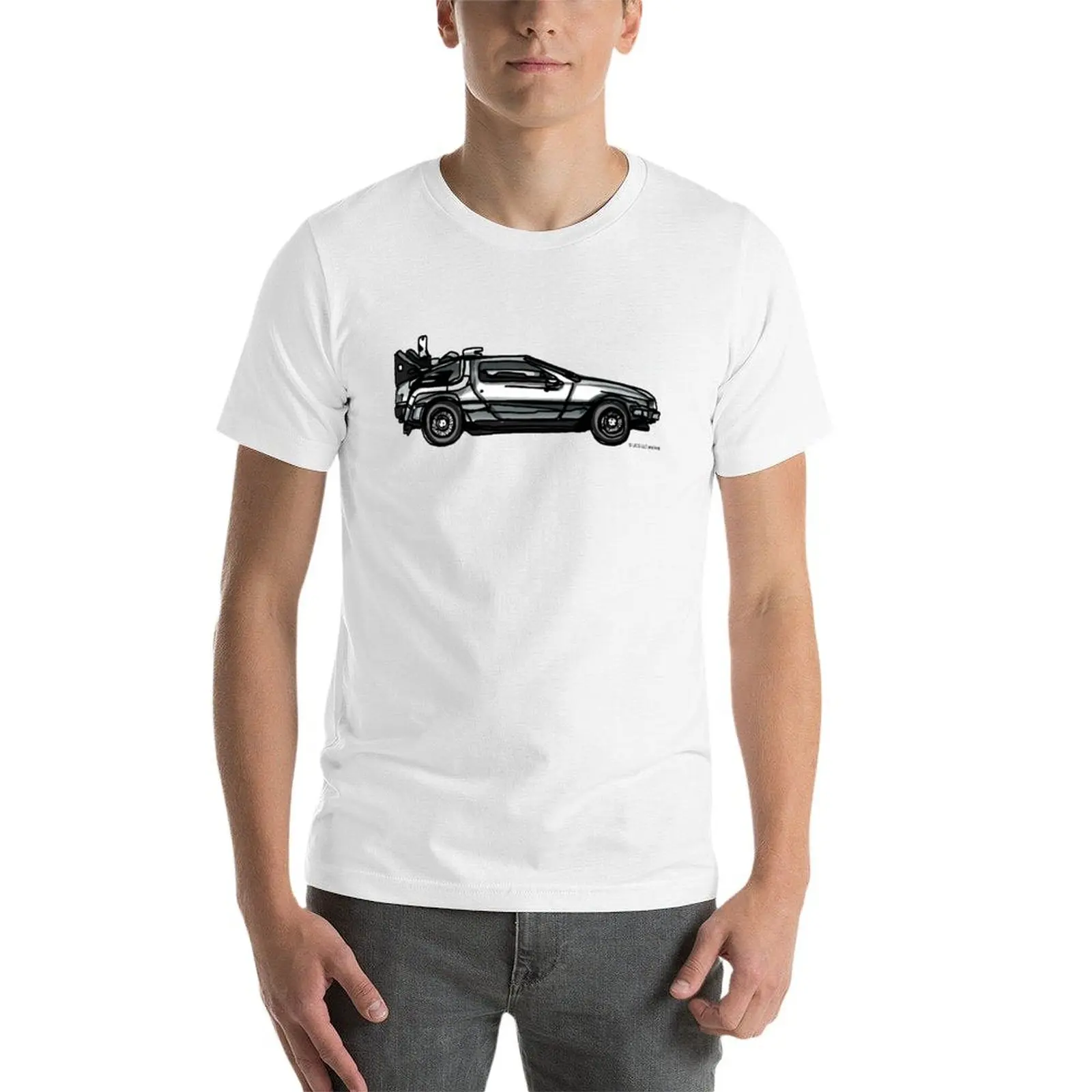 Back to the Future Time Machine: DeLorean Side Profile T-Shirt vintage clothes customizeds anime shirts men