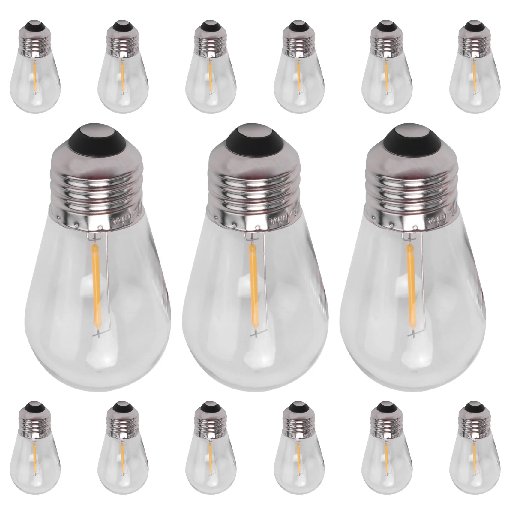 

New 15 Pack 3V LED S14 Replacement Light Bulbs Shatterproof Outdoor Solar String Light Bulbs Warm White