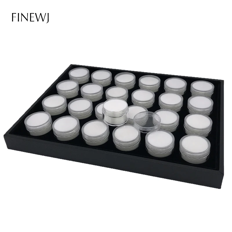 Novel Gem Jar Display Gemstone Insert Tray Jewelry Charms Beads Organizer White Foam Round Box Liner Show Case Holder Wholesale