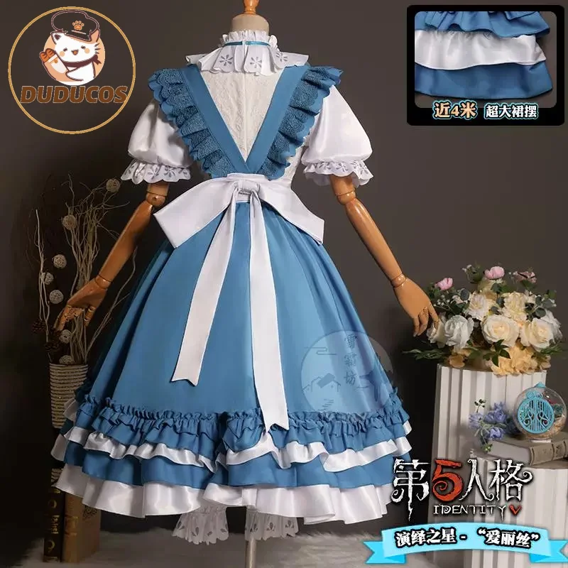 Game Identity V Reporter Alice Cosplay Costume Anime Clothes Blue Cute Dress Christmas Halloween