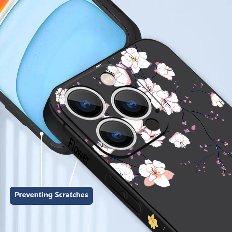 Custodia per telefono fiore di magnolia rosa per iPhone 17 Pro Max Funda iPhone 16 Pro Max 15 14 13 12 11 16e Air TPU copertura con cordino in silicone