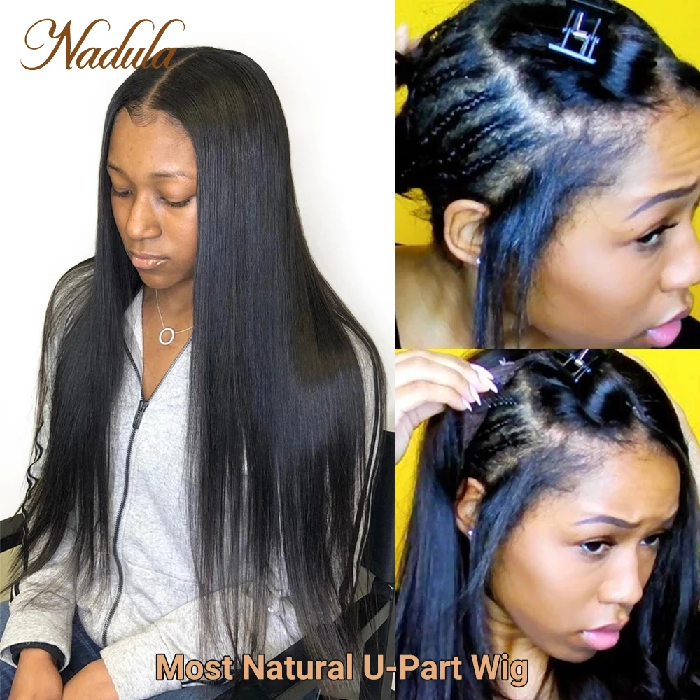 Nadula U Part-Perruque naturelle brésilienne lisse, 100% cheveux humains, facile et rapide, pour femmes africaines