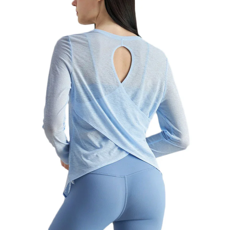 Aiithuug Mesh Breathable Yoga Long Sleeve Workout Top Yoga Athletic Soft Comfy Tee Shirt Athletic Top Gym Shirts Mesh Breathable