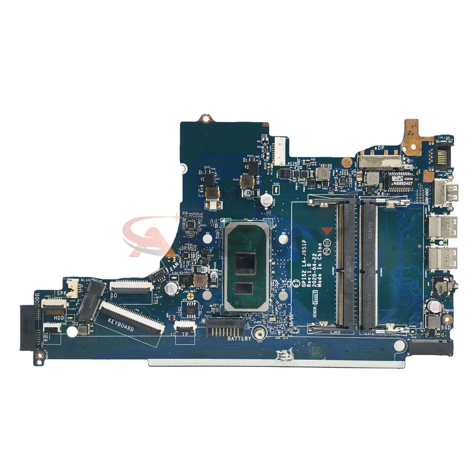 Motherboard para laptop HP, M17755-001, M17756-601, Motherboard para HP 15-DA 250 G7, GPI52 LA-J951P com CPU i3 i5 i7-10th Gen, DDR4 testado