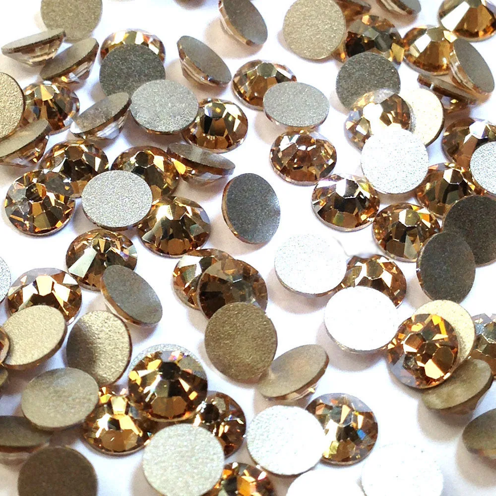 All Size Non Hotfix Golden Shadow Rhinestones Flatback Crystal Glass Strass for Nail Art Garment Clothing Designs