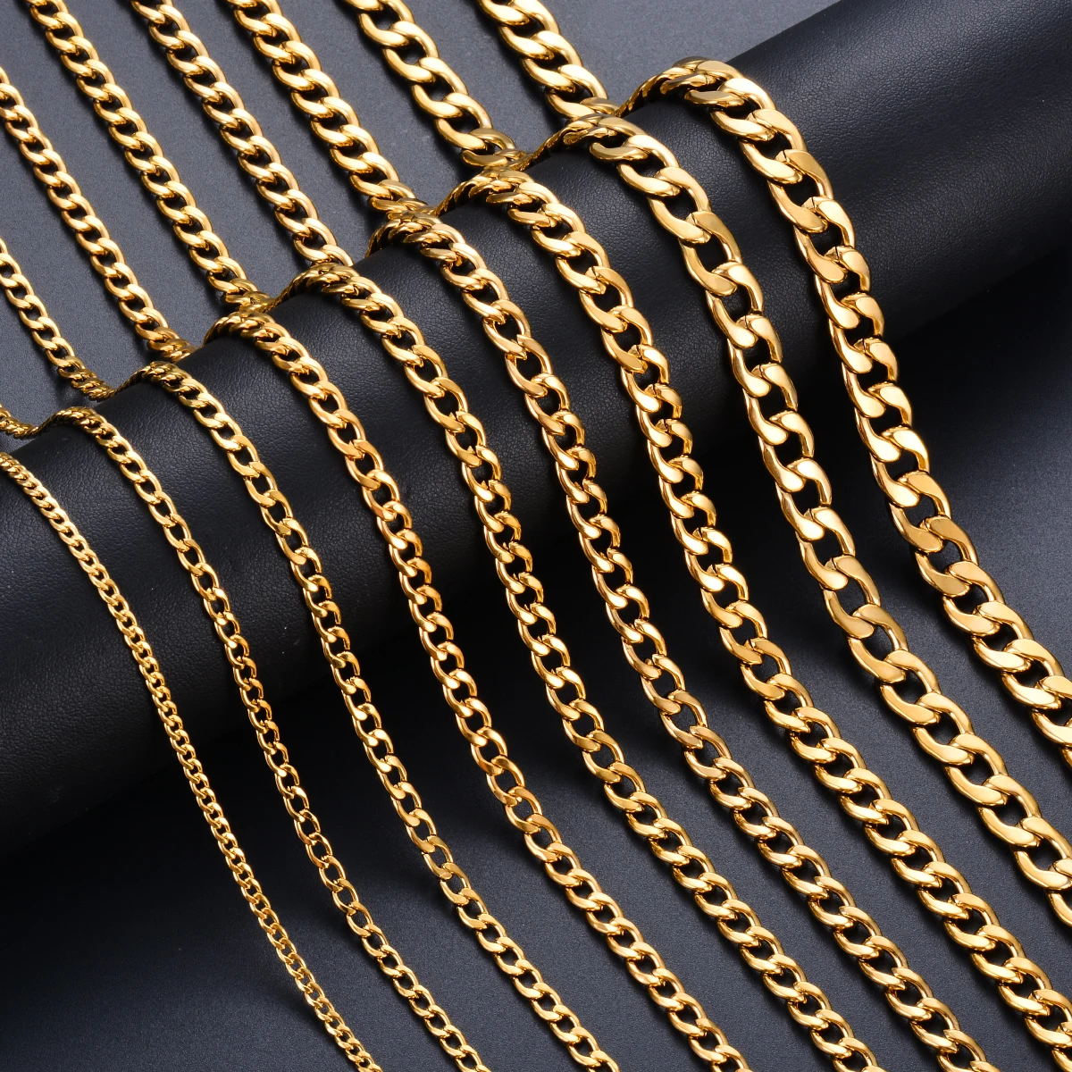 1 Stück kubanische Gliederkette aus Edelstahl, 3 mm–9,5 mm, Curban-Gliederkette für Männer und Frauen, Länge 21 cm–75 cm – Detail 5