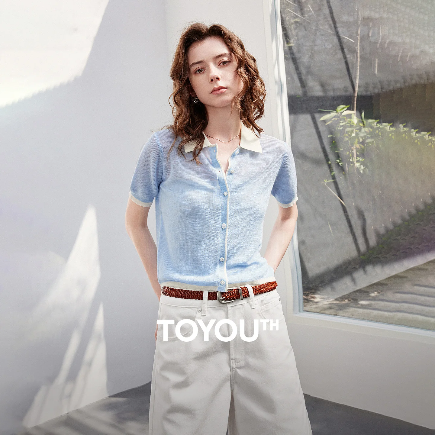 Women's Lightweight Summer Pullover Top - Light Blue