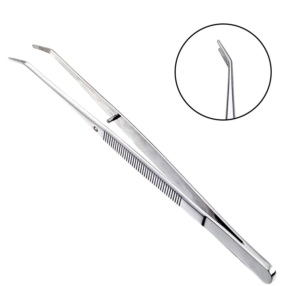 Stainless Steel Tweezers With Curved Pointed Nail Art Tweezers For Picking Rhinestones 15.3cm Medical Dental Precision Tweezer