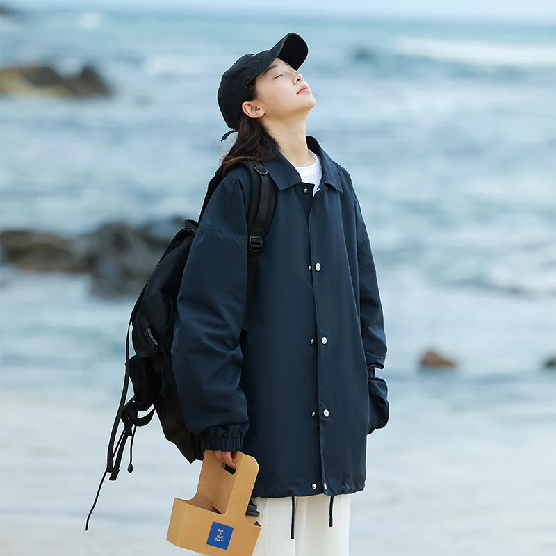 2024 Jesienne kurtki bomberki damskie Y2K TRAF Luźne płaszcze damskie Dorywczo Kołnierz Turndown Płaszcz z długim rękawem Damska szykowna odzież wierzchnia