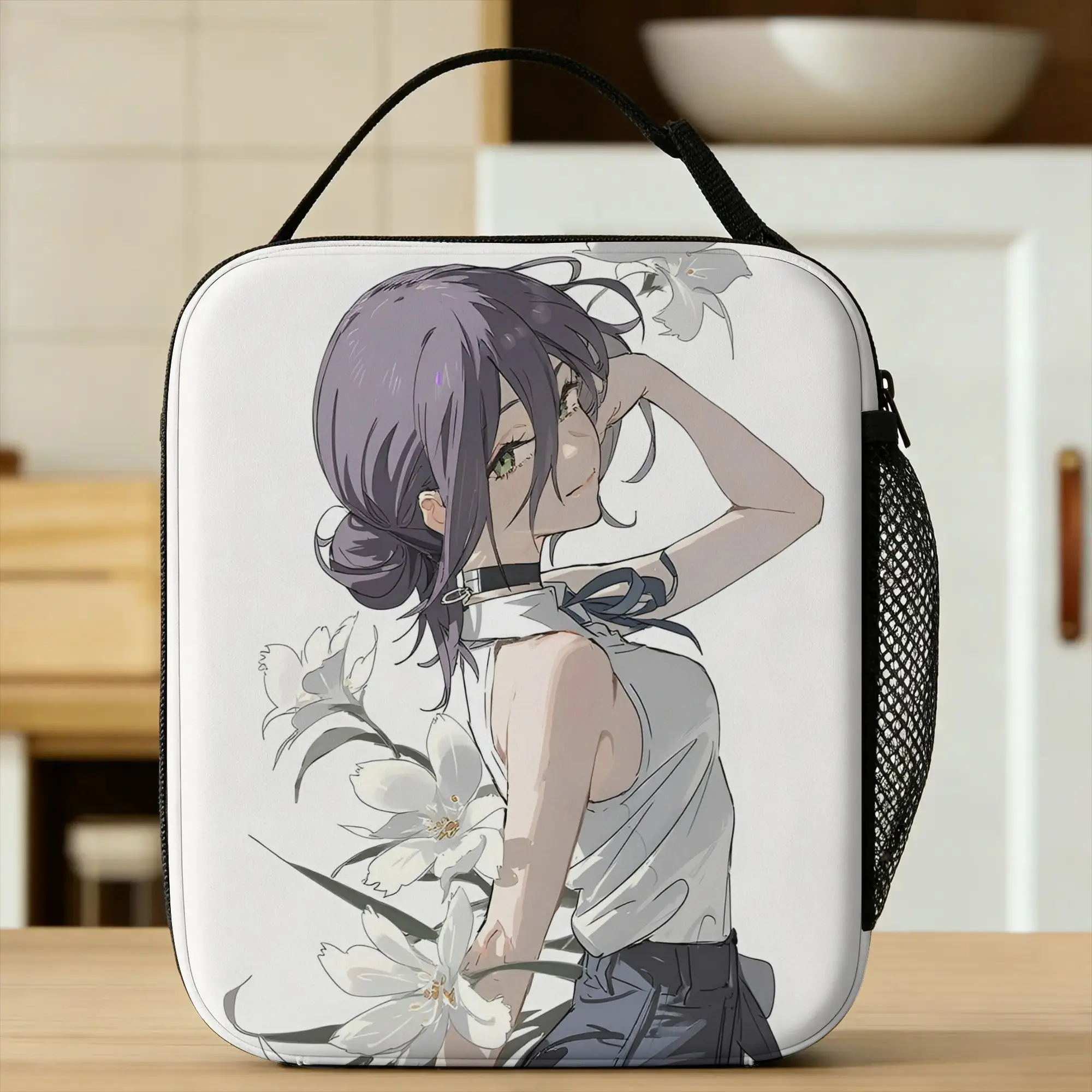 C-Chainsaws Man Reze Insulated Lunch Bag Leakproof Anime Meal Container Cooler Bag Tote Lunch Box Office Picnic Food Storage Bag