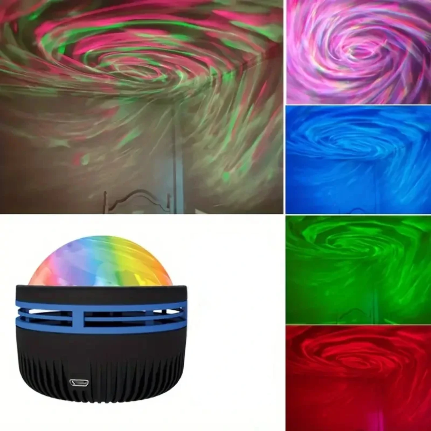 New Multifunctional Remote Control Vortex Starry Sky Projection Lamp, Creative Aurora Dynamic Bedroom Atmosphere Projection Deco