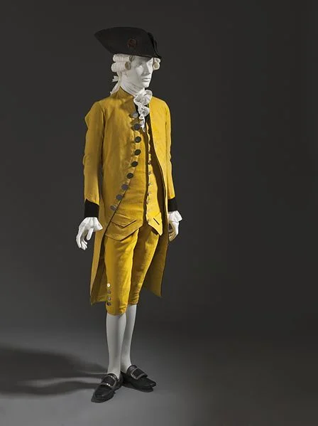 1785s Men's Rococo Cosplay Costume Yellow Dress Suit Jacket Vest Pants Full Set Custom Made