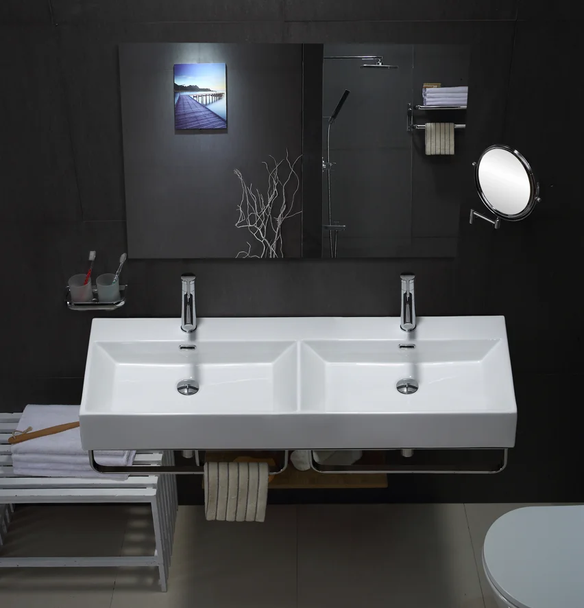 # Modern Chinese Design Eco-Friendly Rectangular Ceramic Sink With Drainer 9L Capacity Above Counter Installation For Washroom U