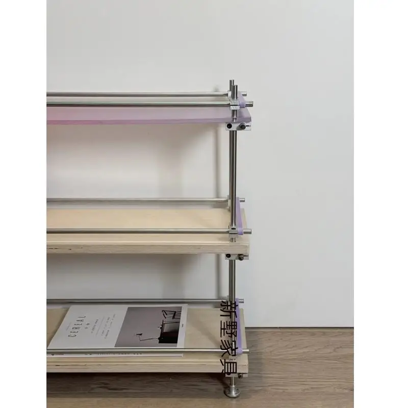 Medieval birch multi-layer baffle shelf floor-to-ceiling optical axis marine panel display rack color acrylic bookshelf