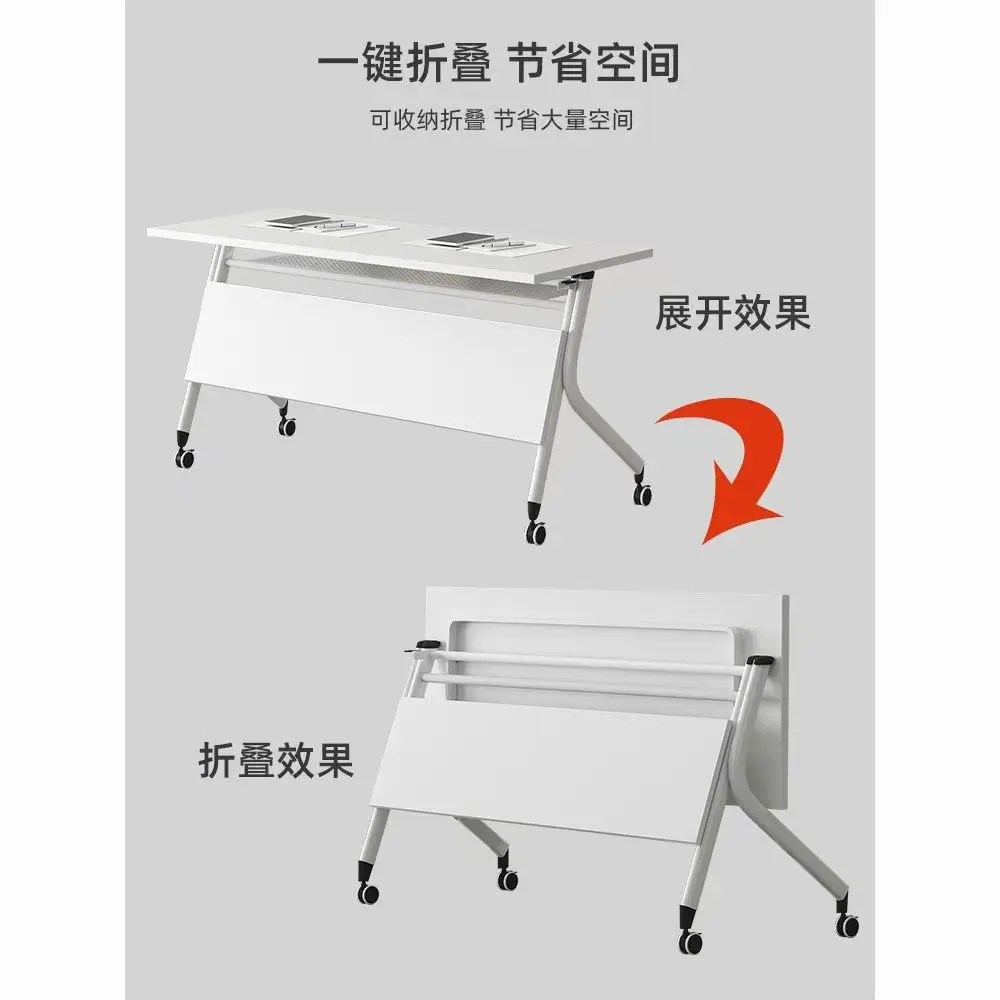 Hxl foldable conference table, modular training table and chair set, mobile office desk with wheels