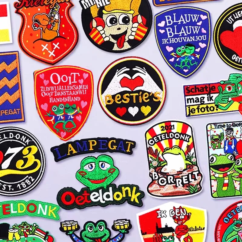 Niederlande Oeteldonk Karneval Patch Eisen auf Patches für Kleidung Niederlande Karneval Frosch Patch auf Kleidung Jacke DIY Nähen