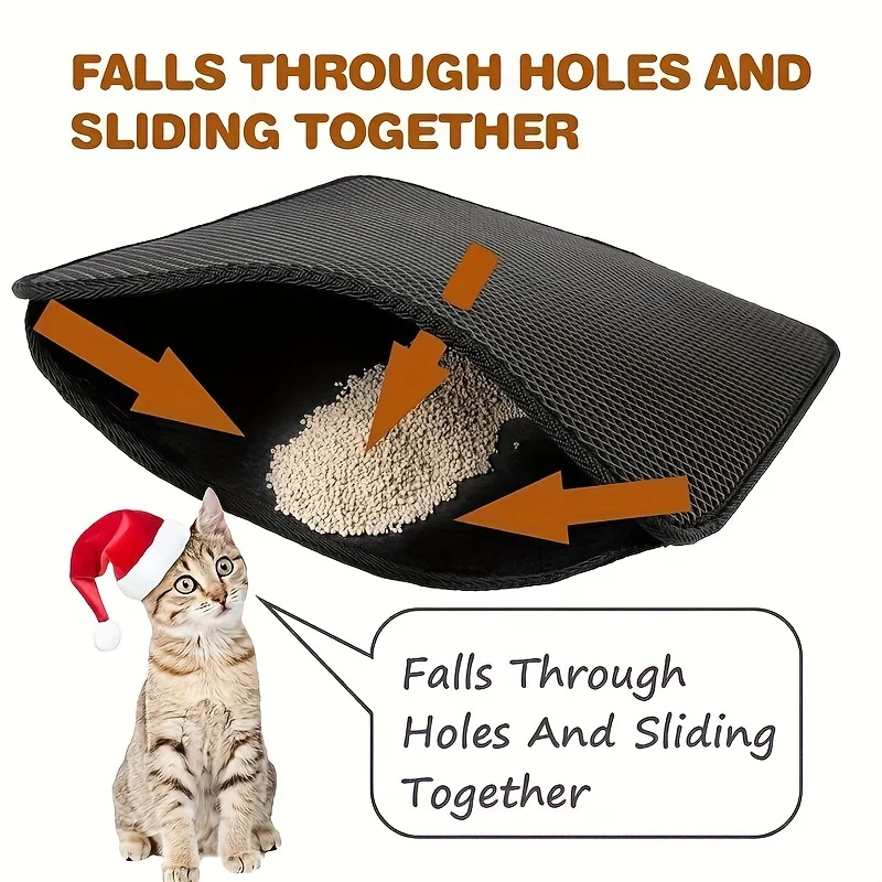 Alfombrilla de arena para gatos, estera impermeable para atrapar arena para gatos, filtro de doble capa, esterilla antideslizante lavable para limpieza, suministros para mascotas, 1 unidad