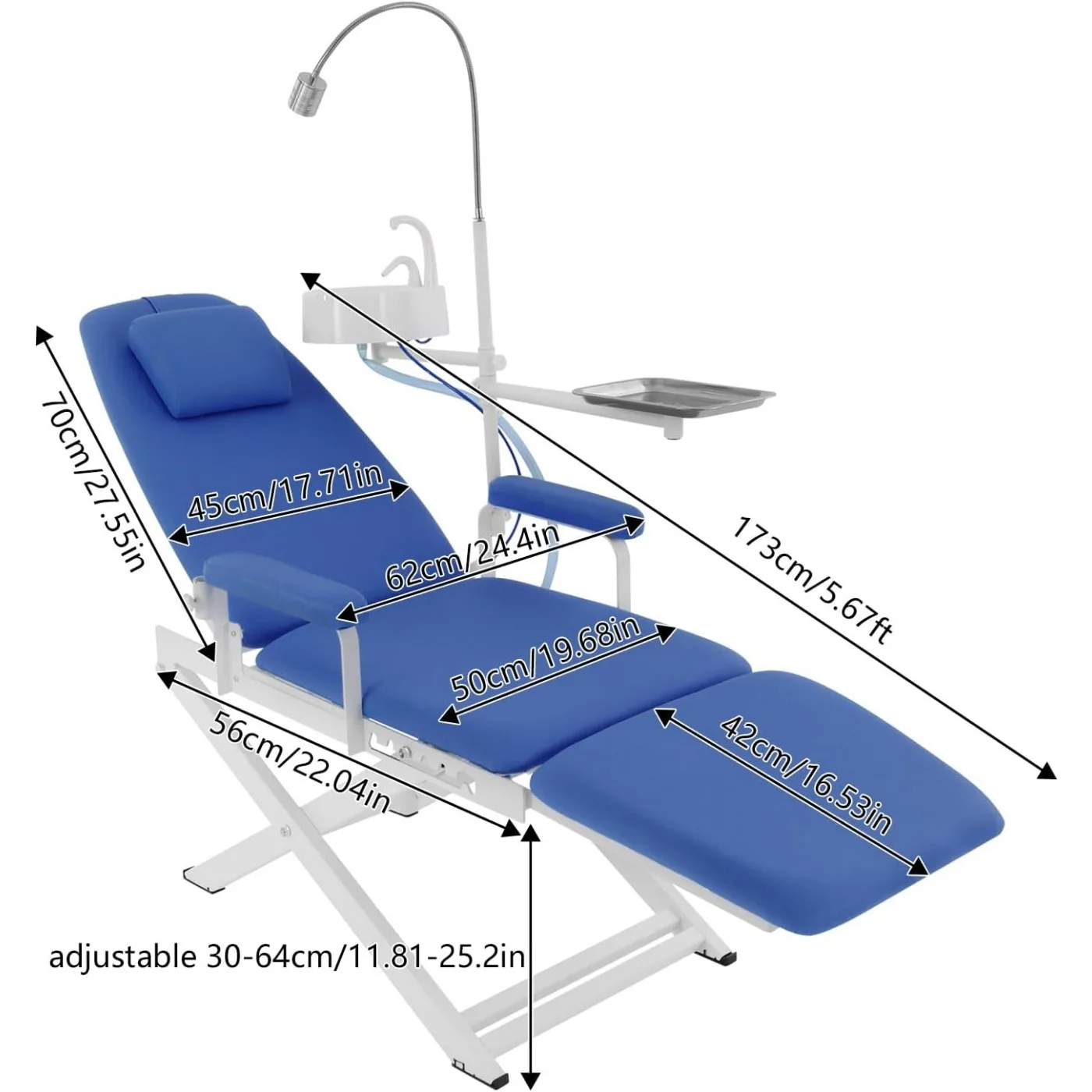 Portable Folding Mobile Dental Chair with LED Lamp, 360° Light Arm Rotating Dental Chair for Hospitals, Clinics image 3