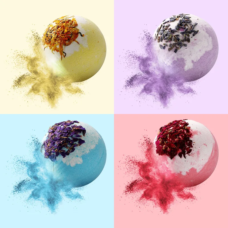 

17 styles Shower Bath Salt Ball Dried Flower Ease Tension Natural Essential Oil Bubble Bouncy Explosion Bath Ball Clean Bathtub