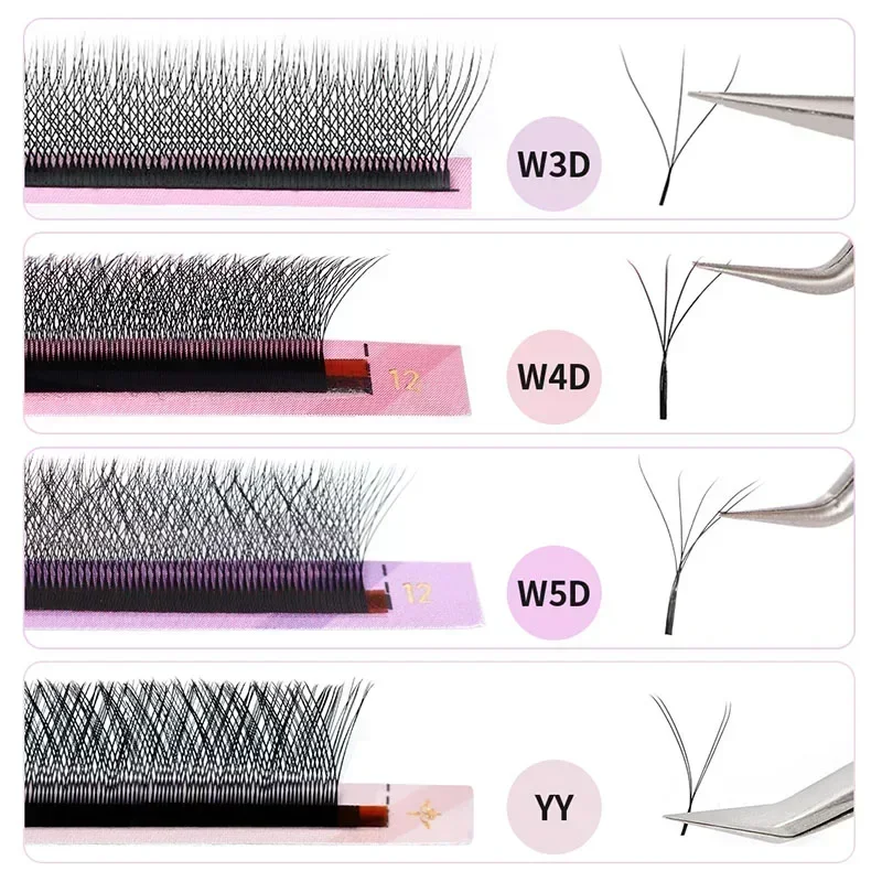 ARISON 속눈썹 W 5D/4D/3D 속눈썹 연장 프리메이드 볼륨 쉬운 팬 YY 속눈썹, 내추럴 소프트 인조 속눈썹 맞춤 로고