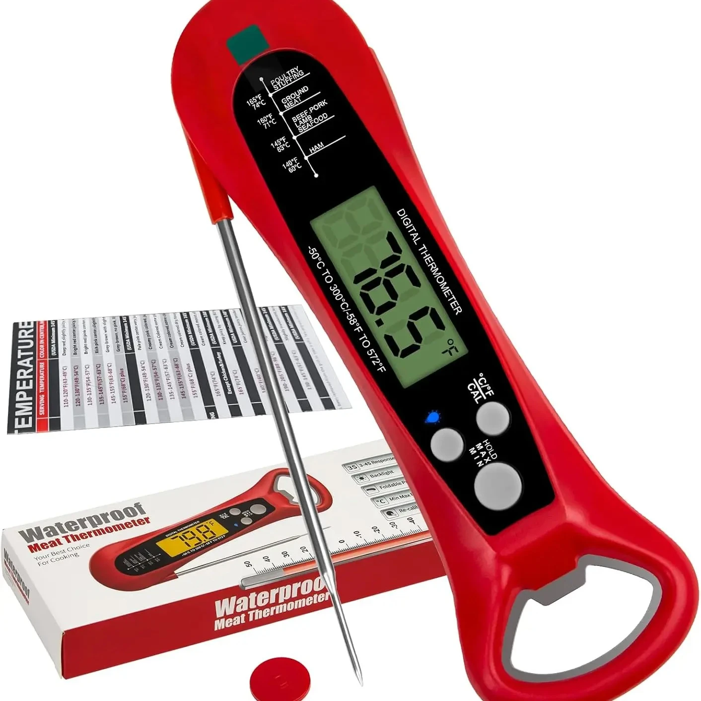 Fast & Precise Digital Instant Read Meat Thermometer Kitchen Food Thermometer with Backlight Magnet Calibration for Cooking
