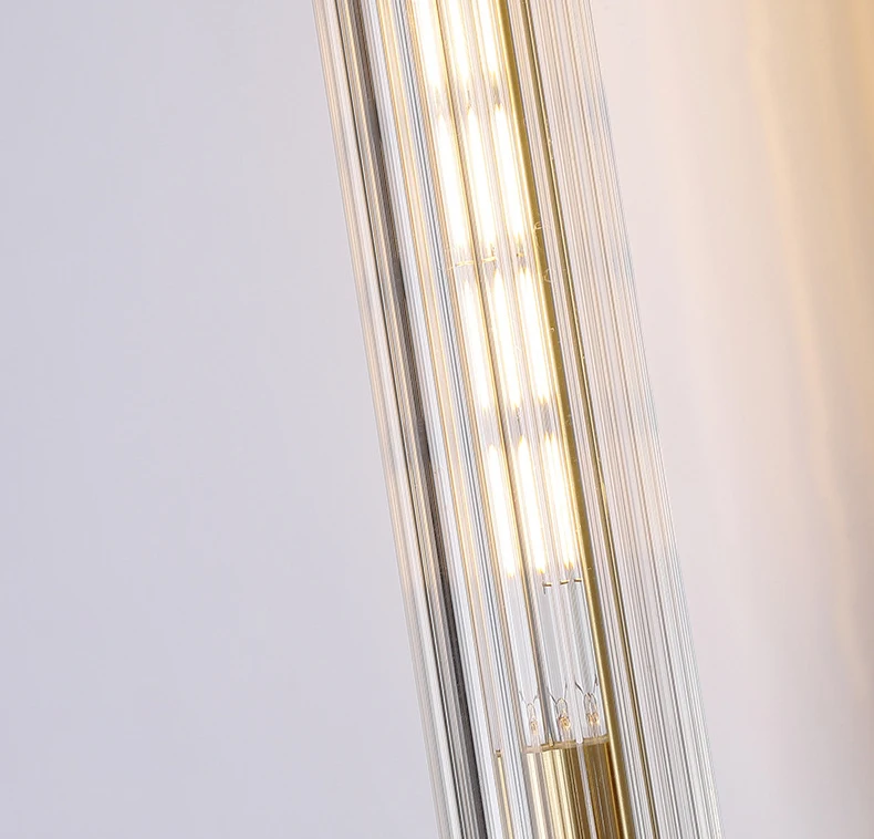 Clear Glass Wall Light Gold Brass Indoor Foyer Bedroom Lamp