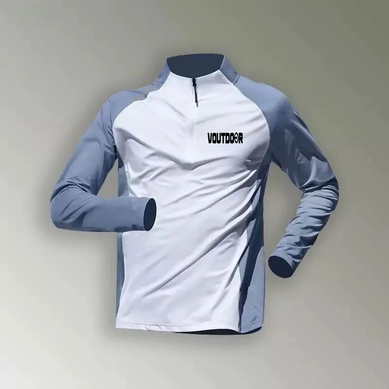 Zipper Long Sleeve T-Shirt Quick Dry Sweat Wicking Outdoor Sports Fitness Running Basketball Training Cycling Men's Casual Sp...