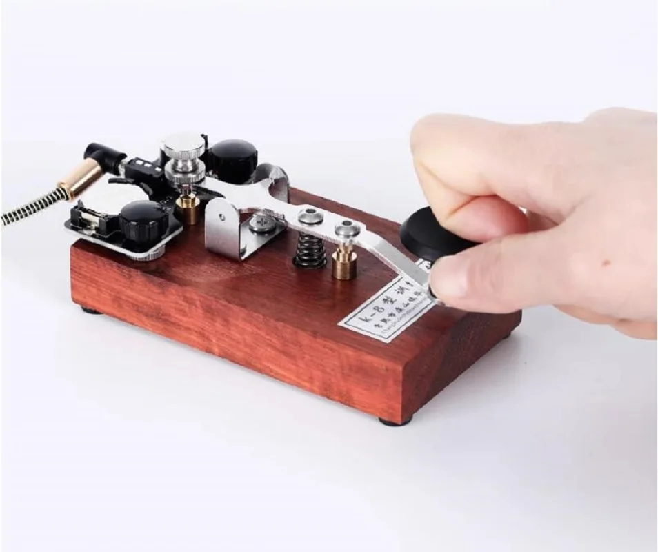 

K-8 Training CW Key Sound Light Manual Transmission Training Morse Code Key Rosewood Base 304 Stainless Steel