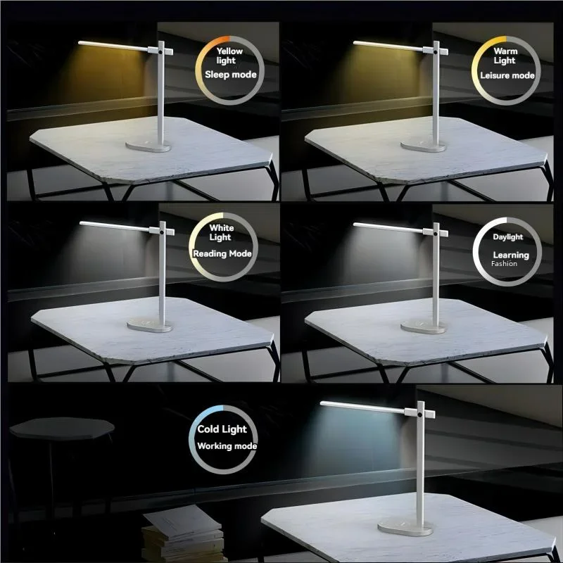 Imagem -03 - Akimid-led Lâmpada de Mesa com Usb e Carregador sem Fio Candeeiro de Mesa Dobrável Temporizador de Toque Regulável Proteção Ocular Inteligente Luz Noturna de Leitura