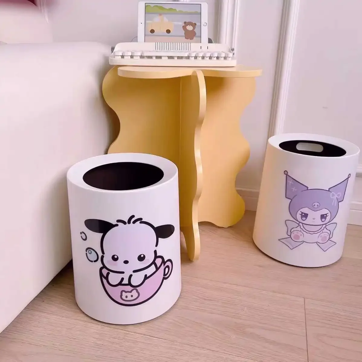 Sanrio Kawaii My Melody 12L Double Bucket Trash Can Kuromi Cinnamoroll Anime Cartoon Cute Exquisite Bedroom Desktop Garbage Cans