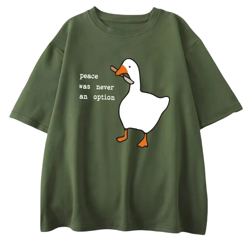 Summer Man Peace Duck Prints Mans Cotton Tee Clothing Creativity All-Math Short Sleeve Fashion Casual Loose Tops Men T-Shirt