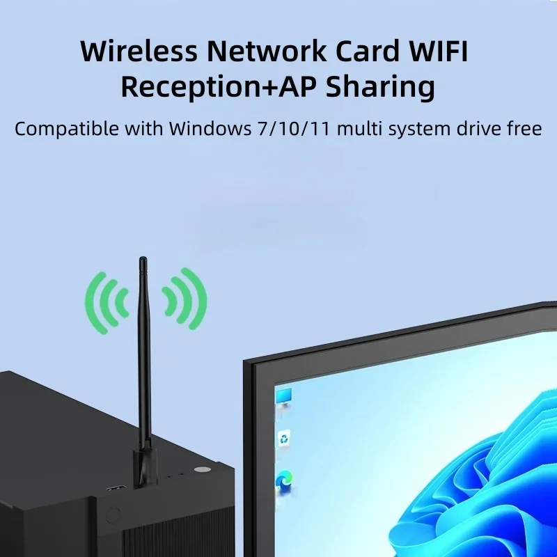 KEBIDUMEI USB WiFi Wireless Adapter WIFI6 AX300 802.11AX Network Card 2.4GHz Dongle Receiver 286Mbps For PC/Laptop Win 7