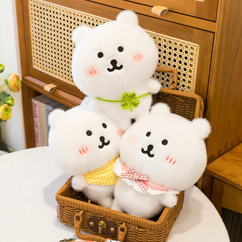 Kawaii Plush Toy Cute Filled Doll for Kids Birthday Xmas Gift Adorable 25cm Bear with Knit Scarf Cute Stuffed Animal High