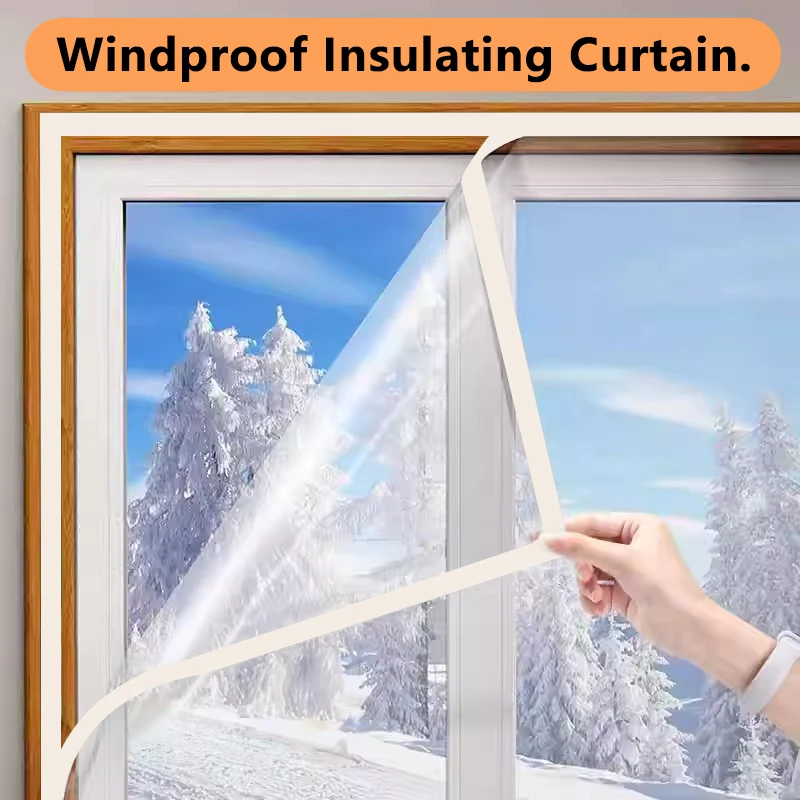 1-Pack EVA Transparent Window Insulation Film - Double-Layer Thermal Protection, Windproof & Dustproof, Easy DIY Installation