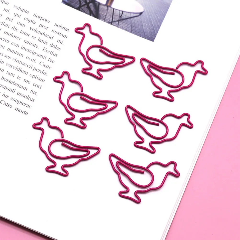 

50 Pcs Chicken Shaped Paper Clips Animal Bookmarks Iron Smooth Finish Office School Supplies Colored Mini Binder