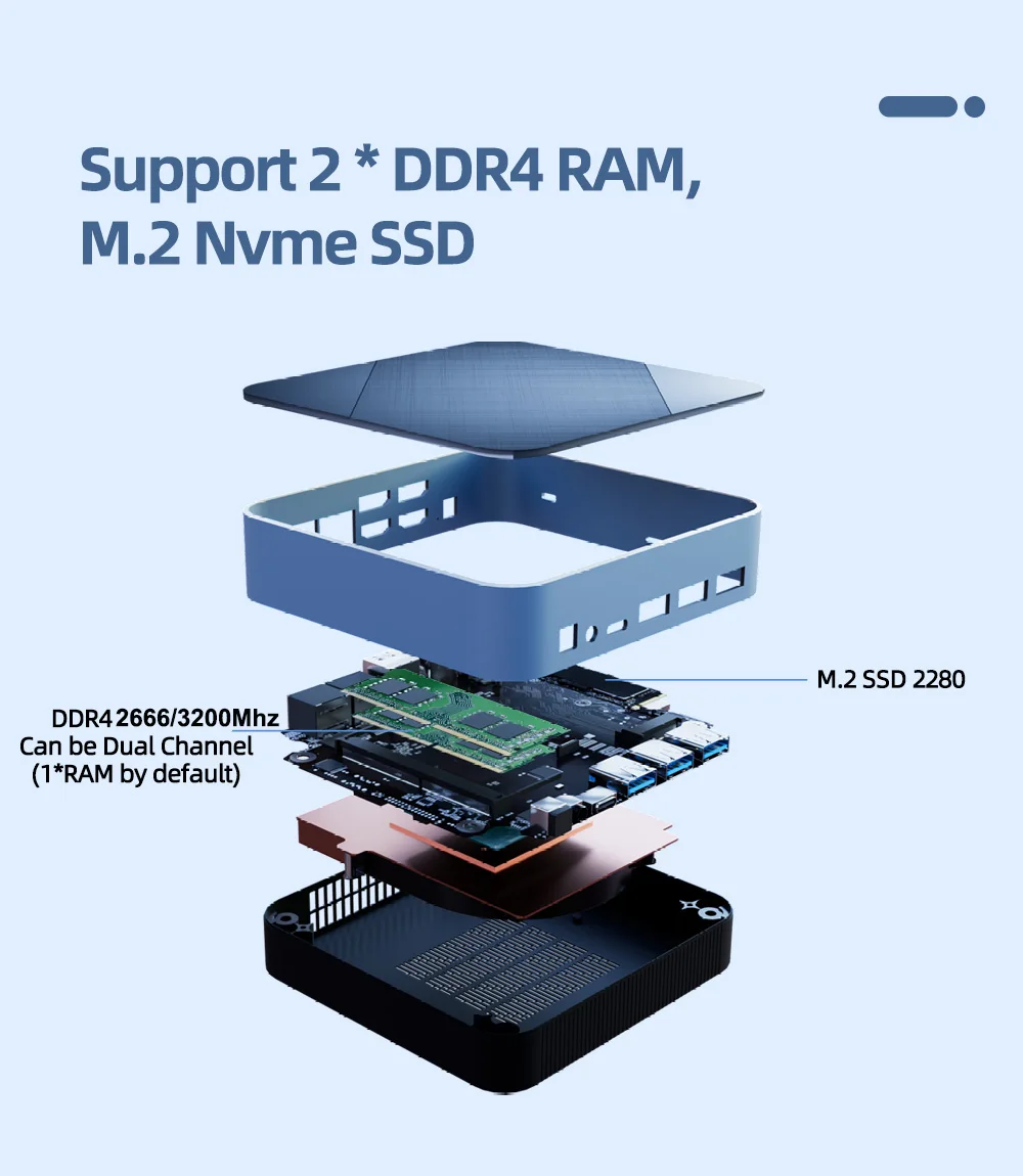 ZXIPC Mini PC Computer Gaming Intel Core i3 115G4 CPU NUC Office DDR4 NVMe Gaming Mini Computer HDMI VGA Four Display