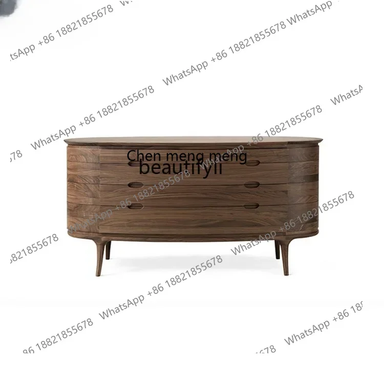 CC182R11 Nordic Modern Solid Wood North America Black Walnut Wooden Four-Drawer Cabinet Sideboard Cabinet Storage Cabinet